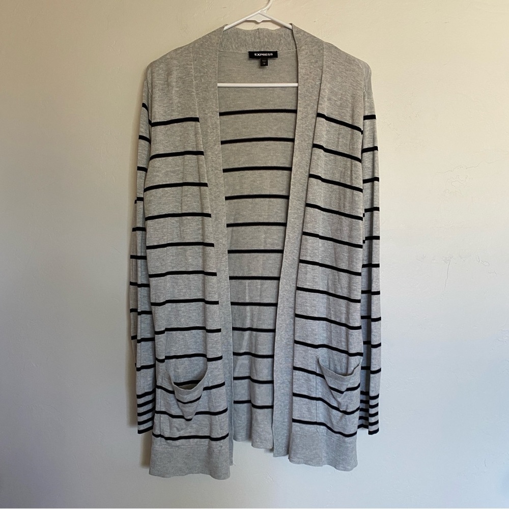 Express Gray and Black Striped Cardigan size L